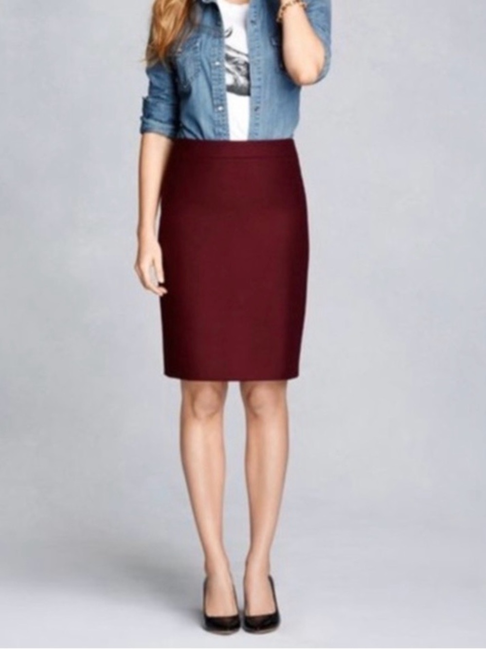 J. Crew Burgundy/Maroon Pencil Skirt